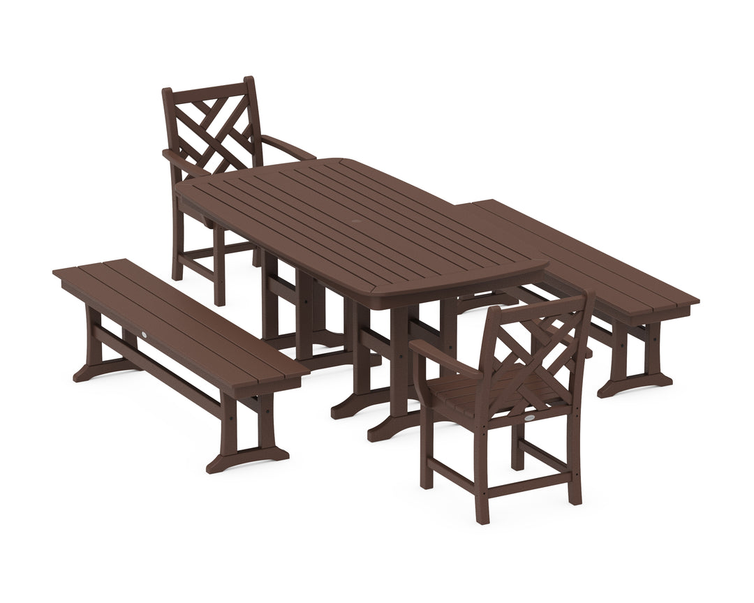 POLYWOOD® Chippendale 5-Piece Dining Set with Benches