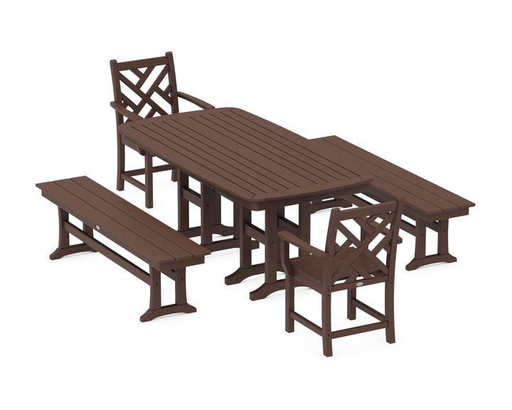 POLYWOOD® Chippendale 5-Piece Dining Set with Benches