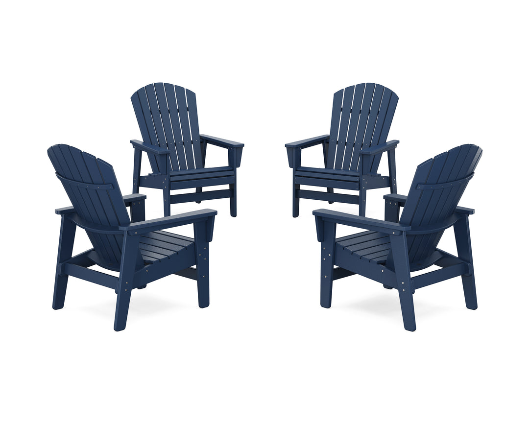 POLYWOOD® 4-Piece Nautical Grand Upright Adirondack Chair Conversation Set