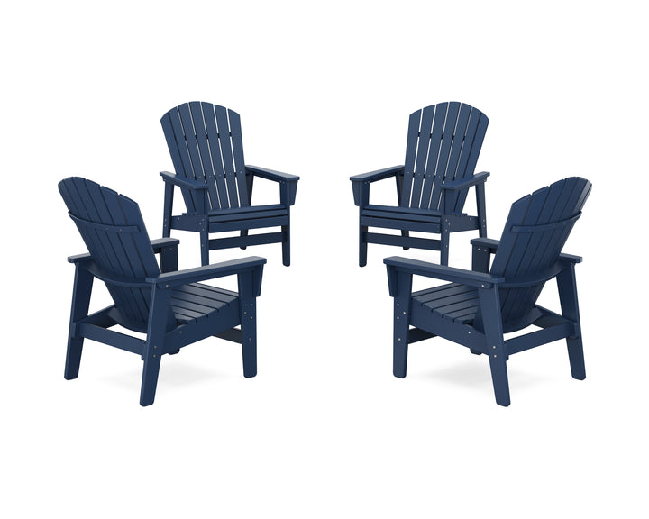 POLYWOOD® 4-Piece Nautical Grand Upright Adirondack Chair Conversation Set