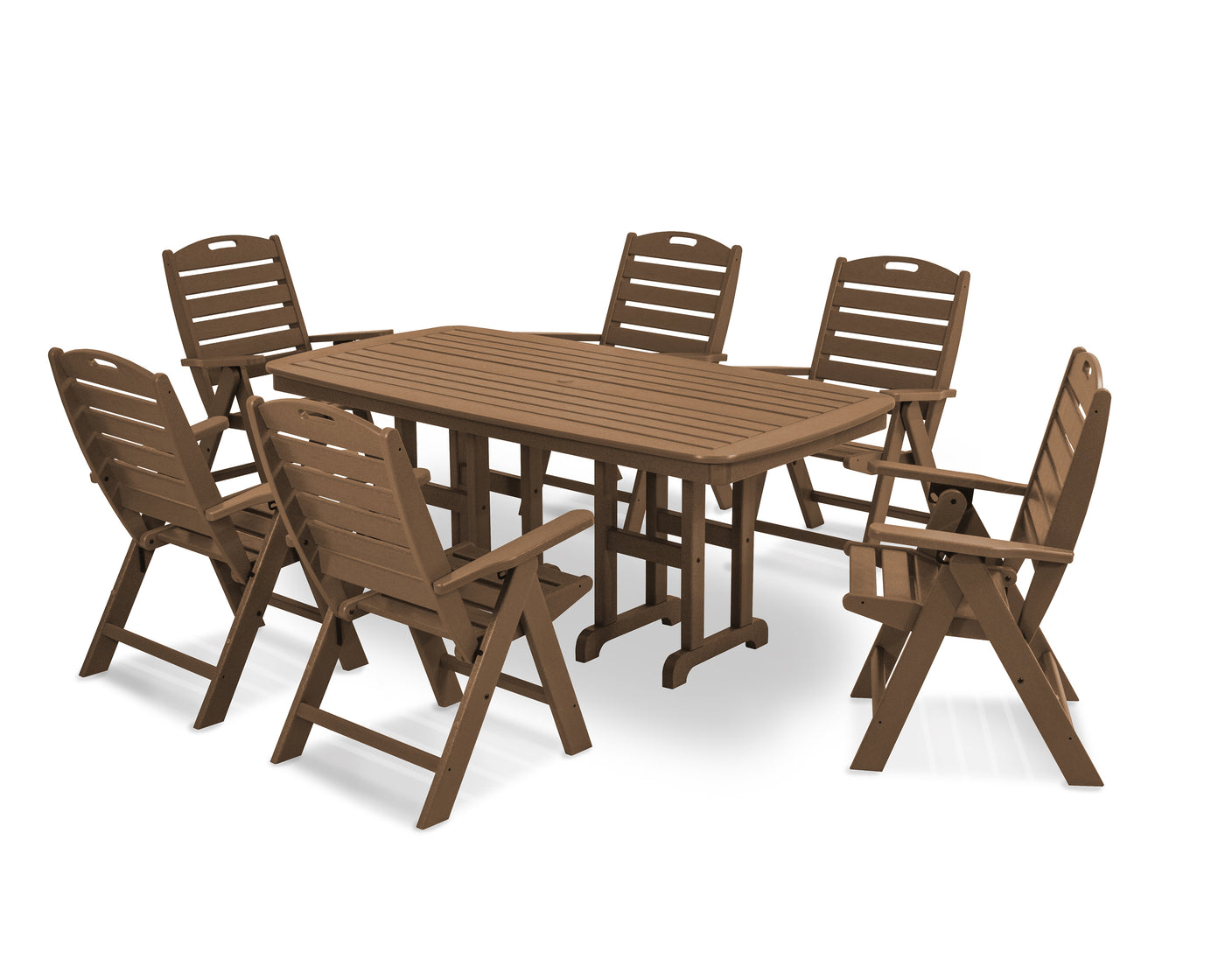 Nautical Folding Highback Chair 7-Piece Dining Set