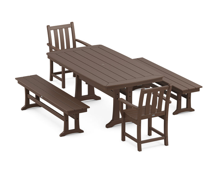 POLYWOOD® Traditional Garden 5-Piece Dining Set with Trestle Legs
