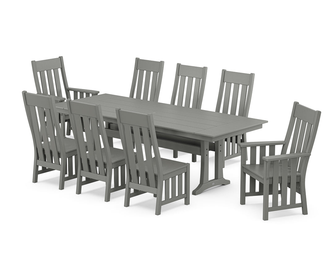 Martha Stewart by POLYWOOD® Acadia 9-Piece Farmhouse Dining Set with Trestle Legs