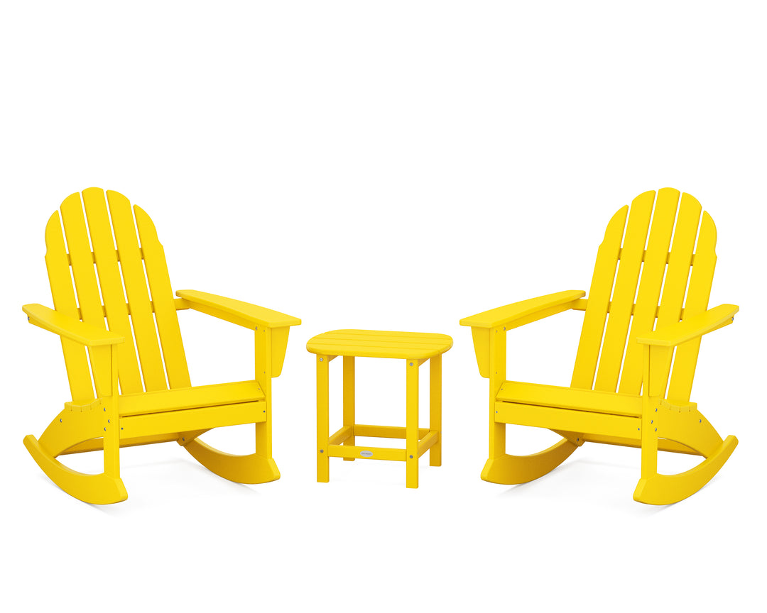 POLYWOOD® Vineyard 3-Piece Adirondack Rocking Chair Set with South Beach 18" Side Table