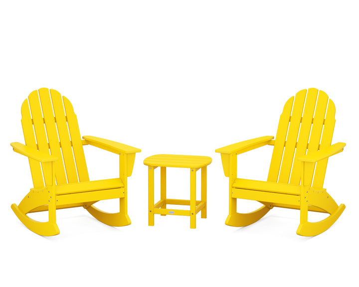 POLYWOOD® Vineyard 3-Piece Adirondack Rocking Chair Set with South Beach 18" Side Table