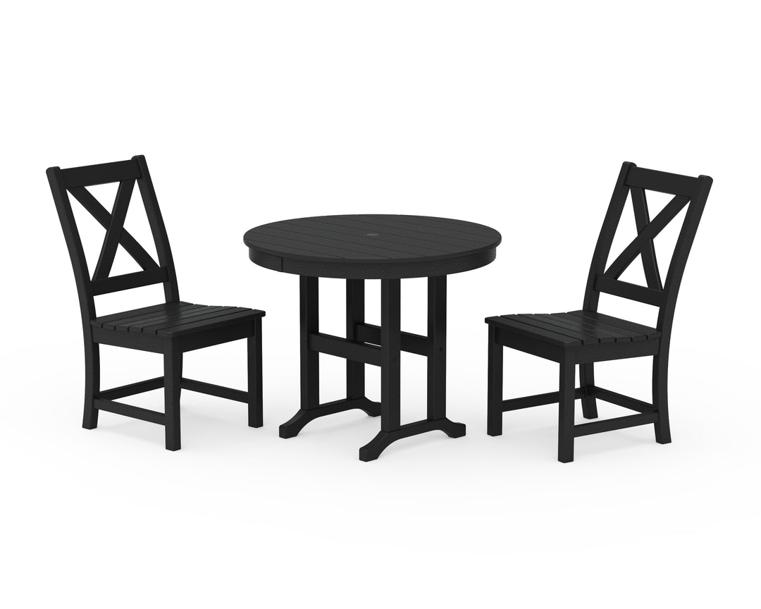 POLYWOOD® Braxton Side Chair 3-Piece Round Dining Set