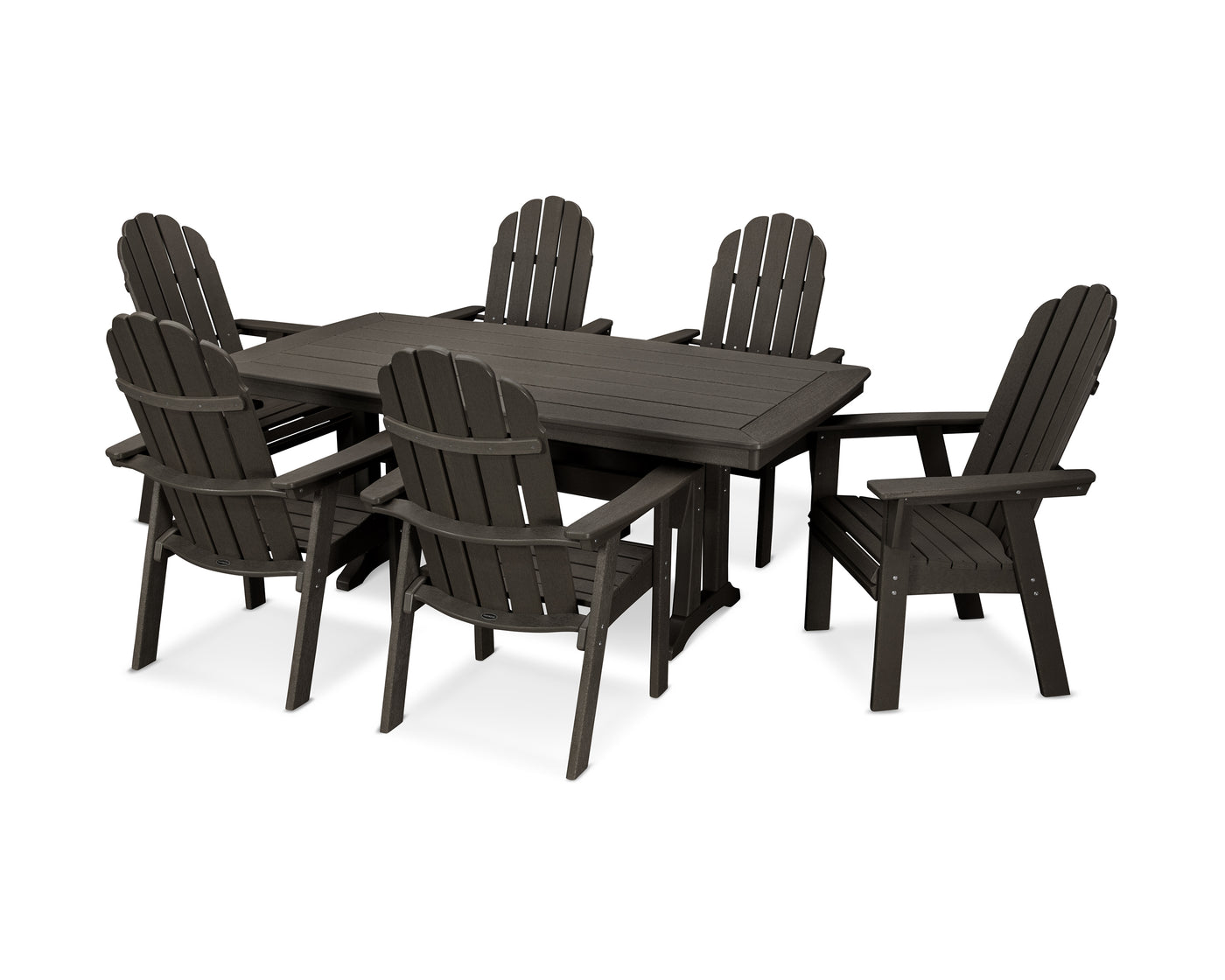 Vineyard Curveback Adirondack 7-Piece Dining Set with Trestle Legs