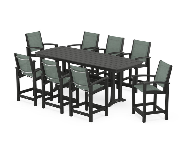 POLYWOOD® Coastal 9-Piece Counter Set with Trestle Legs