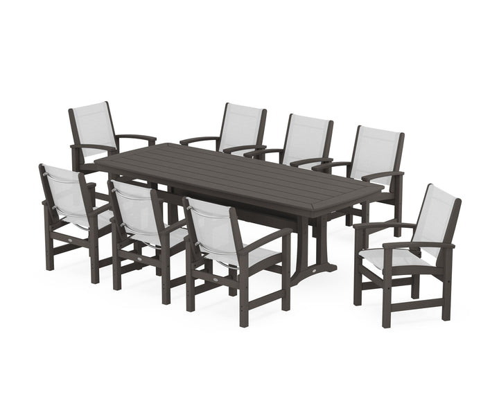 POLYWOOD® Coastal 9-Piece Dining Set with Trestle Legs