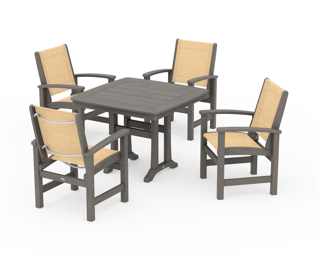 POLYWOOD® Coastal 5-Piece Dining Set with Trestle Legs
