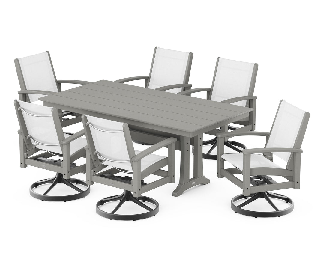 POLYWOOD® 7 Piece Coastal Swivel Rocker Dining Set