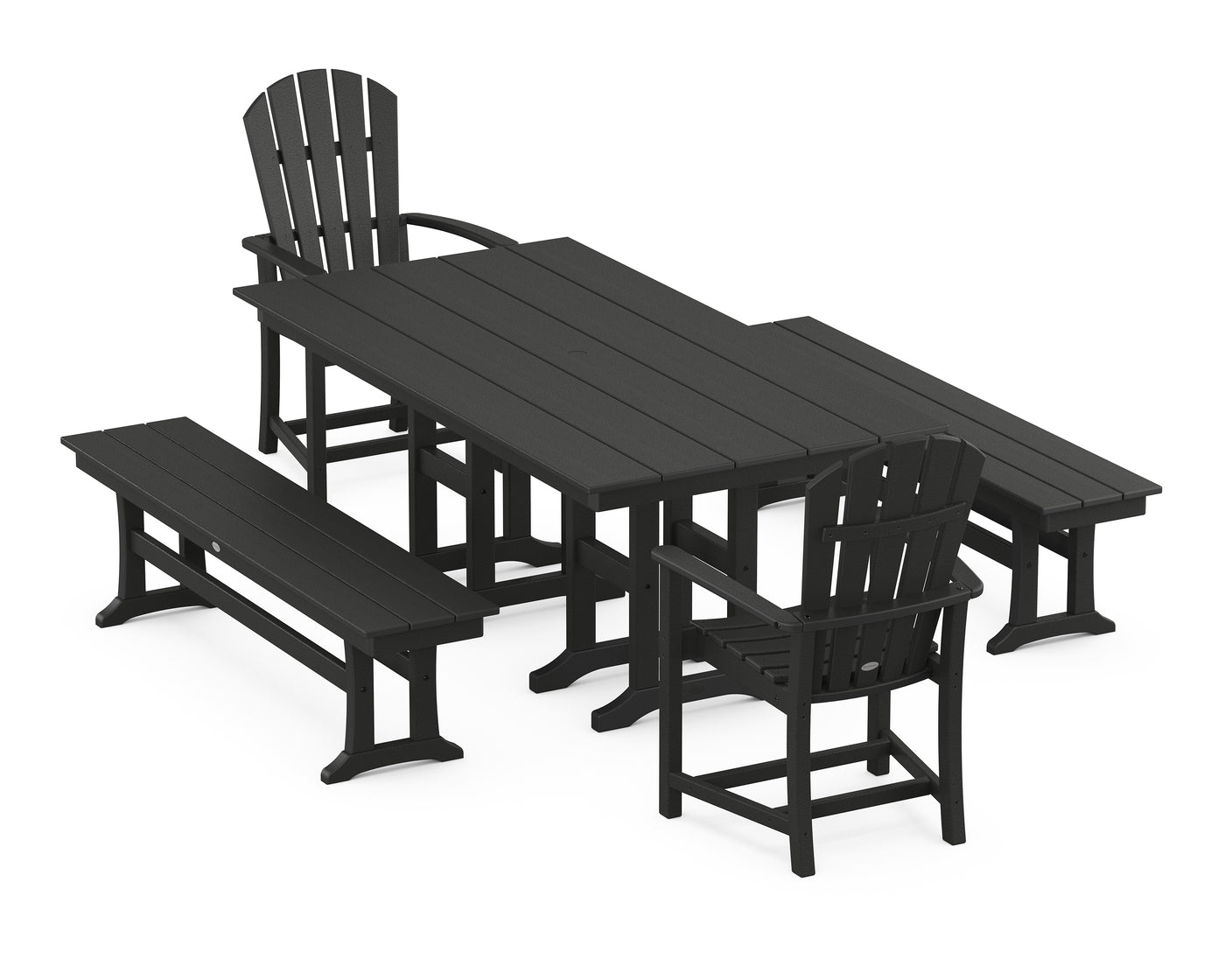 Palm Coast 5-Piece Farmhouse Dining Set with Benches