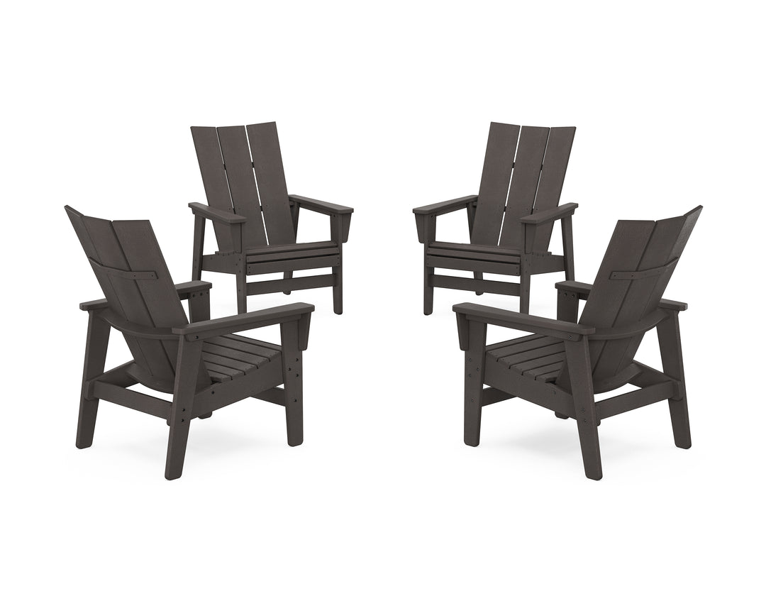 POLYWOOD® 4-Piece Modern Grand Upright Adirondack Chair Conversation Set