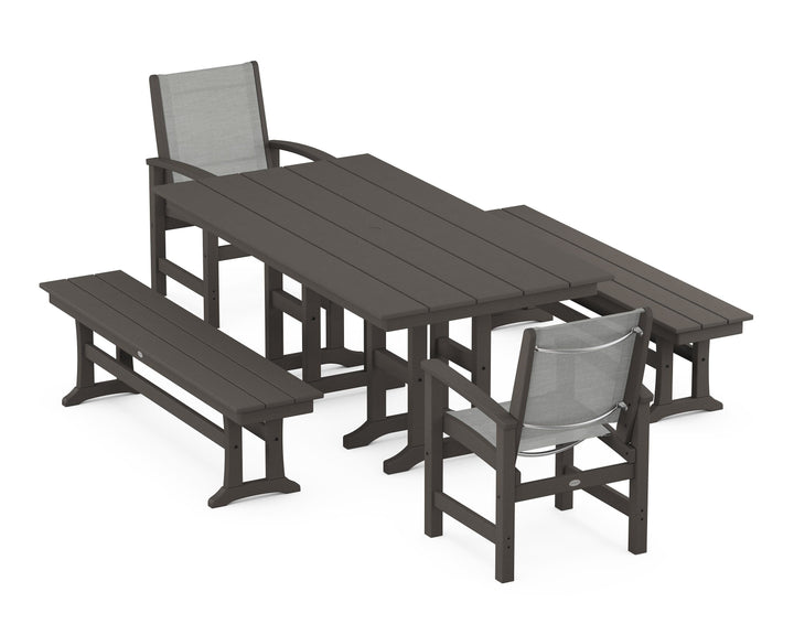 POLYWOOD® Coastal 5-Piece Farmhouse Dining Set