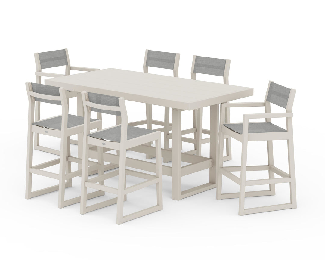 POLYWOOD® EDGE Sling 7-Piece Bar Table Set