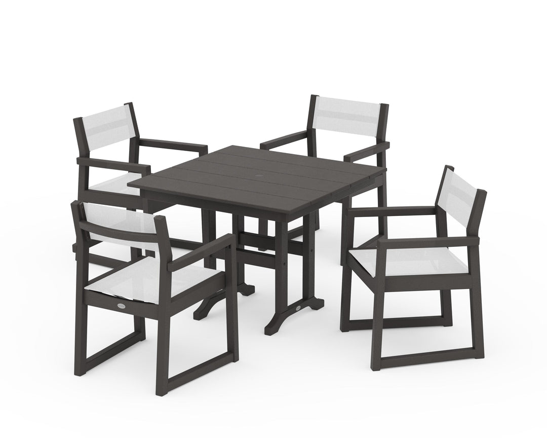 POLYWOOD® EDGE Sling Arm Chair 5-Piece Farmhouse Dining Set