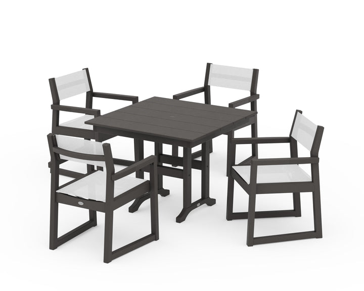 POLYWOOD® EDGE Sling Arm Chair 5-Piece Farmhouse Dining Set