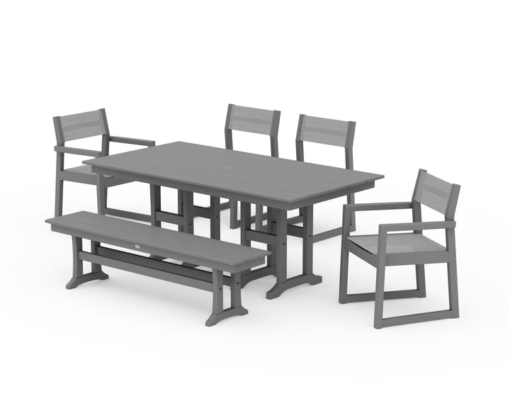 POLYWOOD® EDGE Sling 6-Piece Farmhouse Dining Set