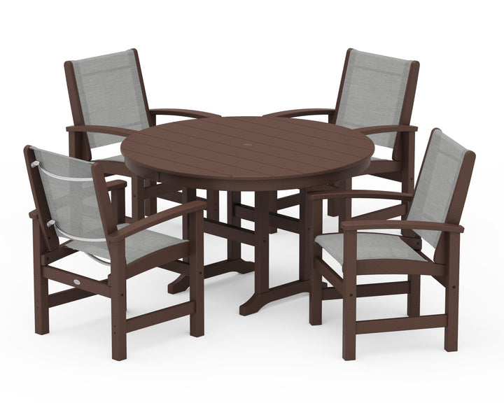 POLYWOOD® Coastal 5-Piece Round Farmhouse Dining Set