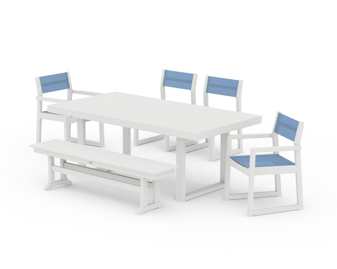 POLYWOOD® EDGE Sling 6-Piece Dining Set with Bench