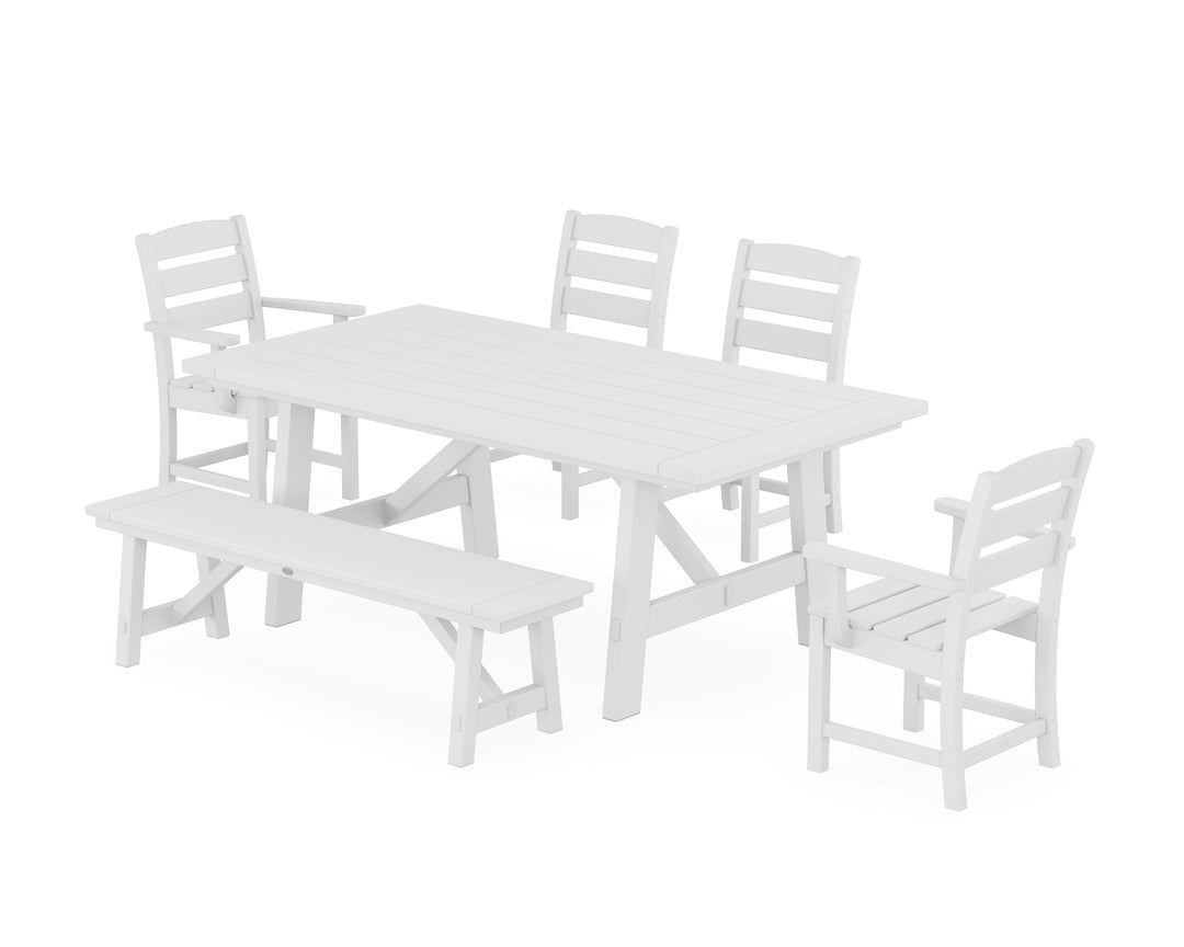POLYWOOD® Lakeside 6-Piece Rustic Farmhouse Dining Set With Bench