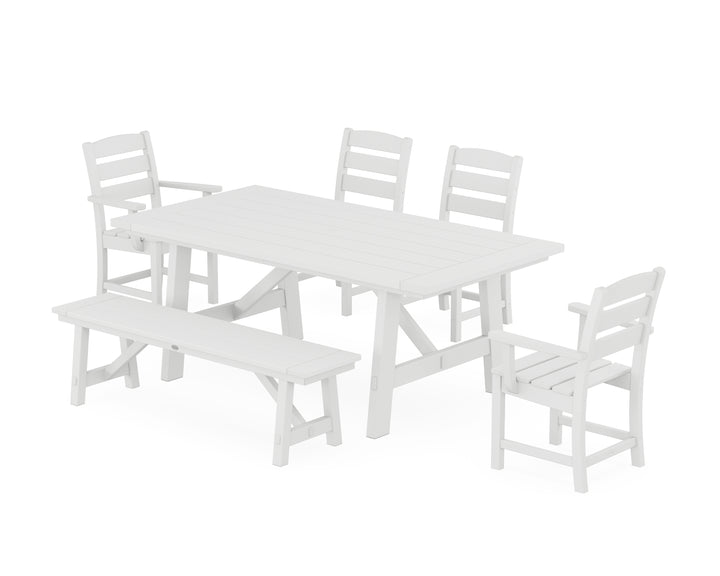 POLYWOOD® Lakeside 6-Piece Rustic Farmhouse Dining Set With Bench