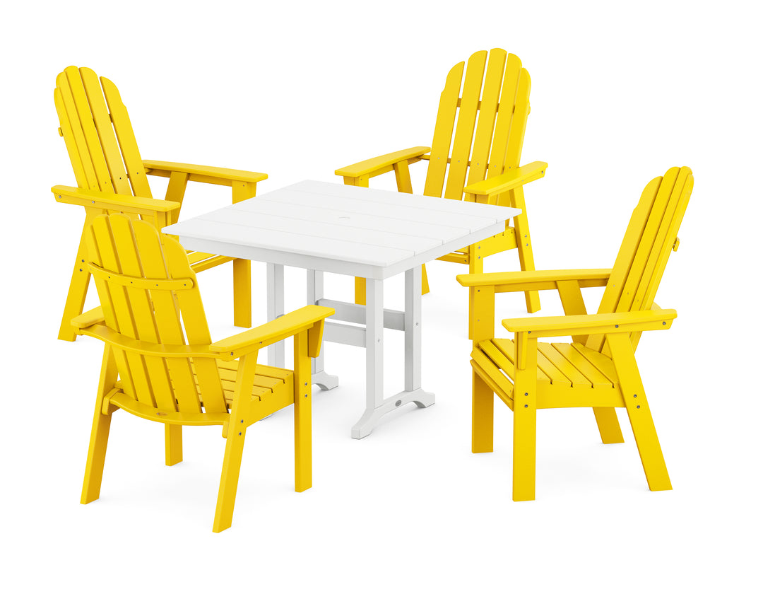 POLYWOOD® Vineyard Curveback Adirondack 5-Piece Farmhouse Dining Set