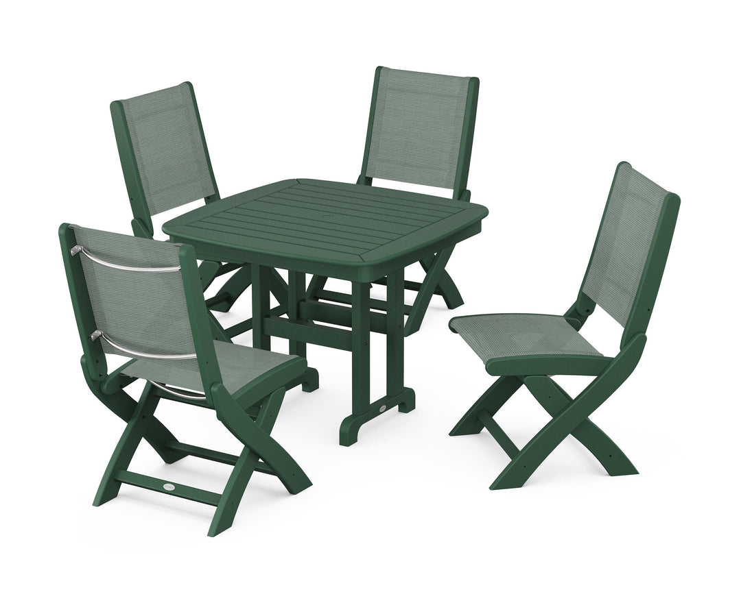 POLYWOOD® Coastal Folding Side Chair 5-Piece Dining Set
