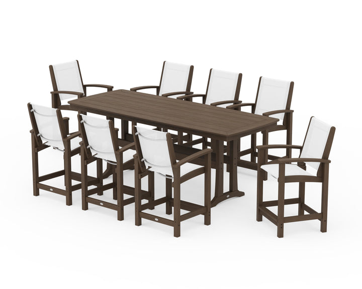 POLYWOOD® Coastal 9-Piece Counter Set with Trestle Legs