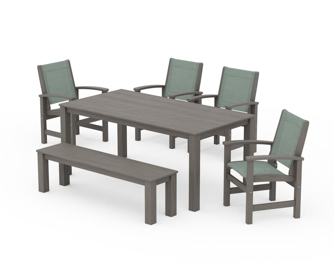 POLYWOOD® Coastal 6-Piece Parsons Dining Set with Bench
