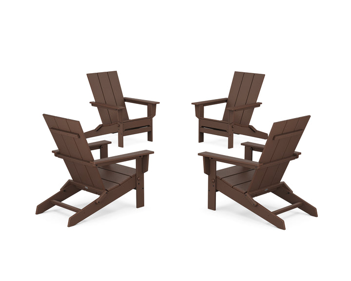 POLYWOOD® 4-Piece Modern Studio Folding Adirondack Chair Conversation Set