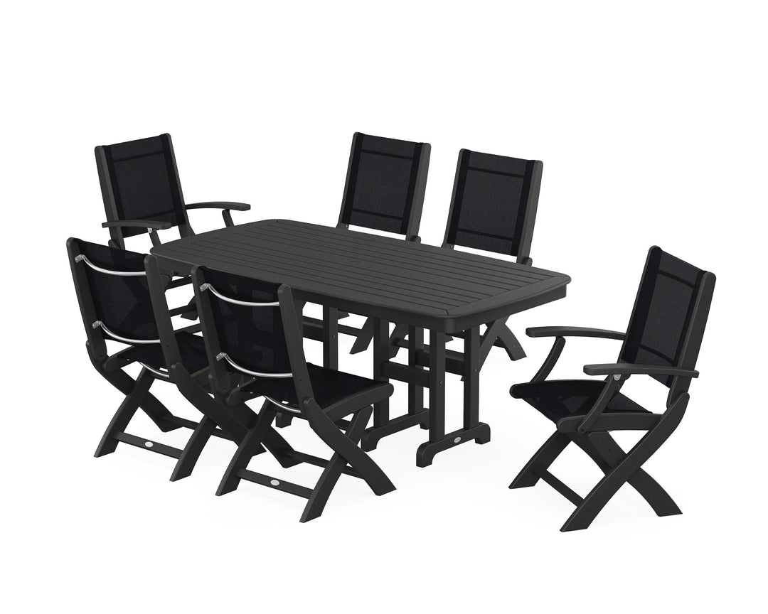POLYWOOD® Coastal Folding Chair 7-Piece Dining Set