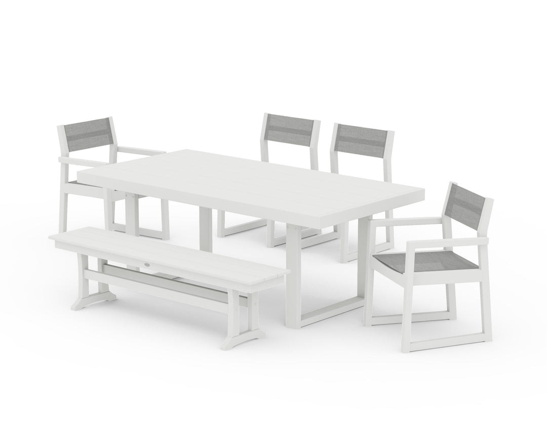 POLYWOOD® EDGE Sling 6-Piece Dining Set with Bench