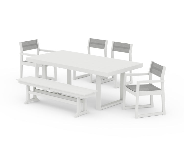 POLYWOOD® EDGE Sling 6-Piece Dining Set with Bench