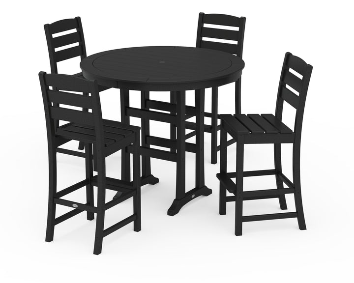 POLYWOOD® Lakeside 5-Piece Round Farmhouse Side Chair Bar Set