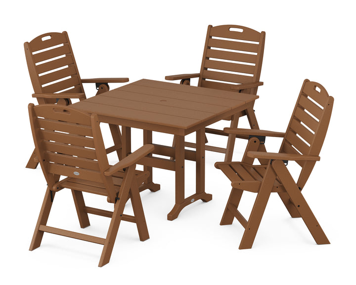 POLYWOOD® Nautical Folding Highback Chair 5-Piece Farmhouse Dining Set