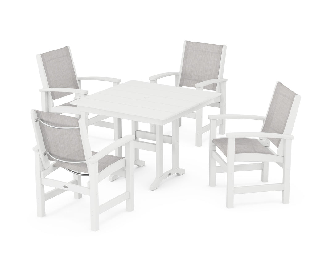 POLYWOOD® Coastal 5-Piece Farmhouse Dining Set