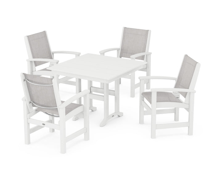 POLYWOOD® Coastal 5-Piece Farmhouse Dining Set