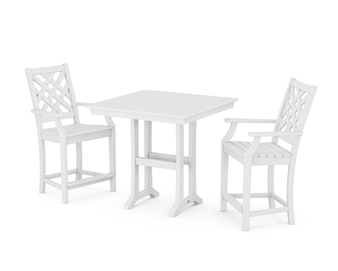 Country Living Wovendale 3-Piece Farmhouse Counter Set with Trestle Legs