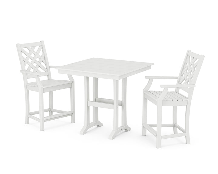 Country Living Wovendale 3-Piece Farmhouse Counter Set with Trestle Legs