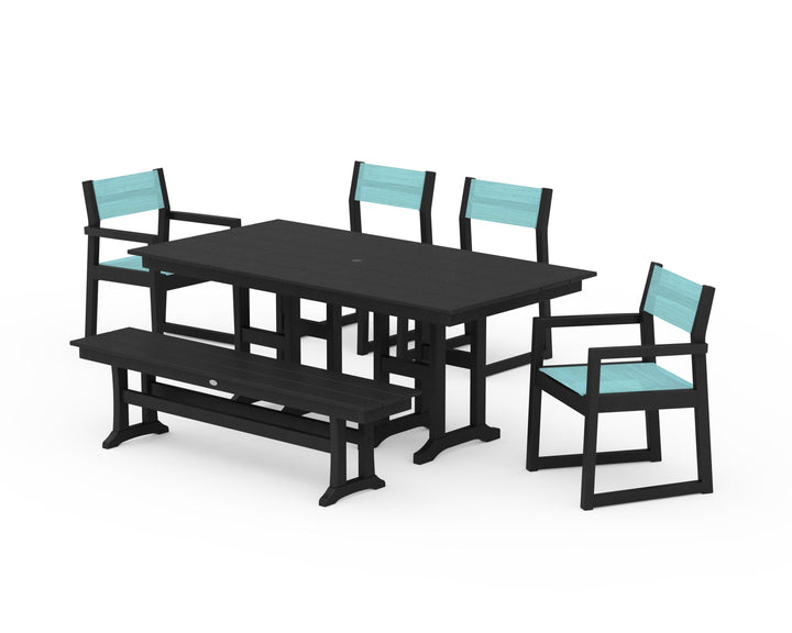 POLYWOOD® EDGE Sling 6-Piece Farmhouse Dining Set