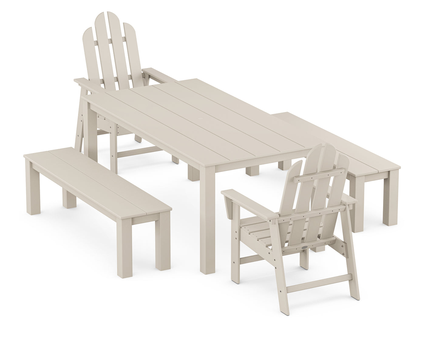 Long Island 5-Piece Parsons Dining Set with Benches