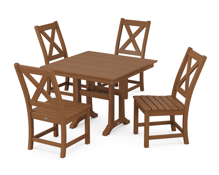POLYWOOD® Braxton Side Chair 5-Piece Farmhouse Dining Set With Trestle Legs