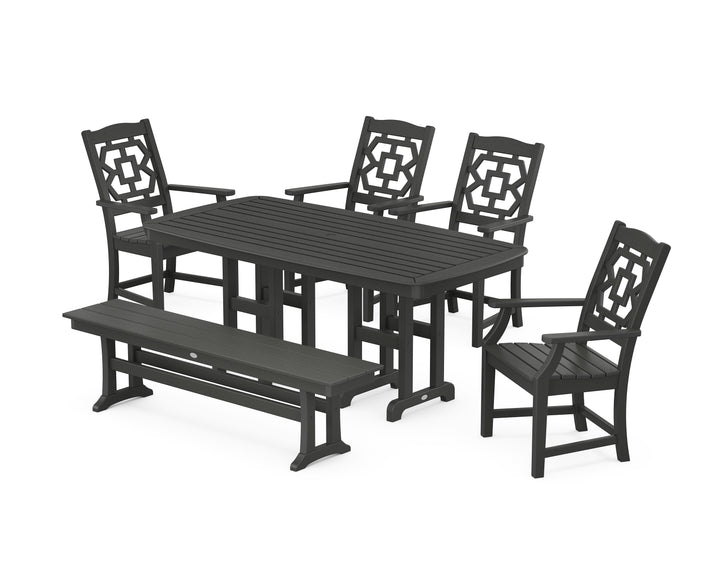Martha Stewart by POLYWOOD® Chinoiserie 6-Piece Dining Set with Bench