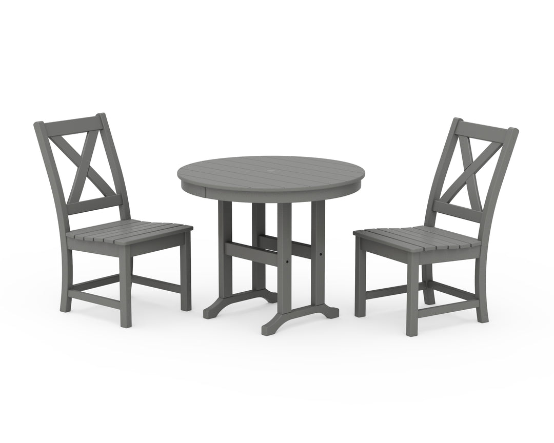 POLYWOOD® Braxton Side Chair 3-Piece Round Dining Set
