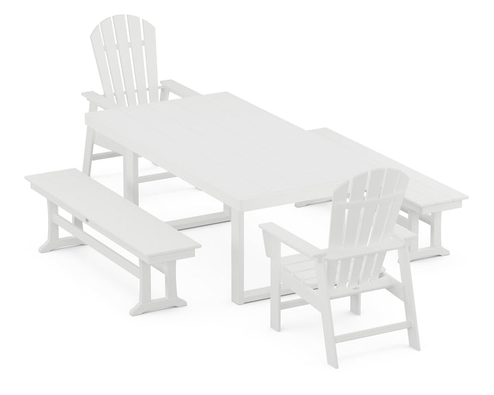 POLYWOOD® South Beach 5-Piece Dining Set with Benches