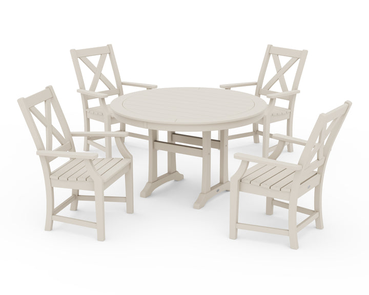 POLYWOOD® Braxton 5-Piece Nautical Trestle Arm Chair Dining Set