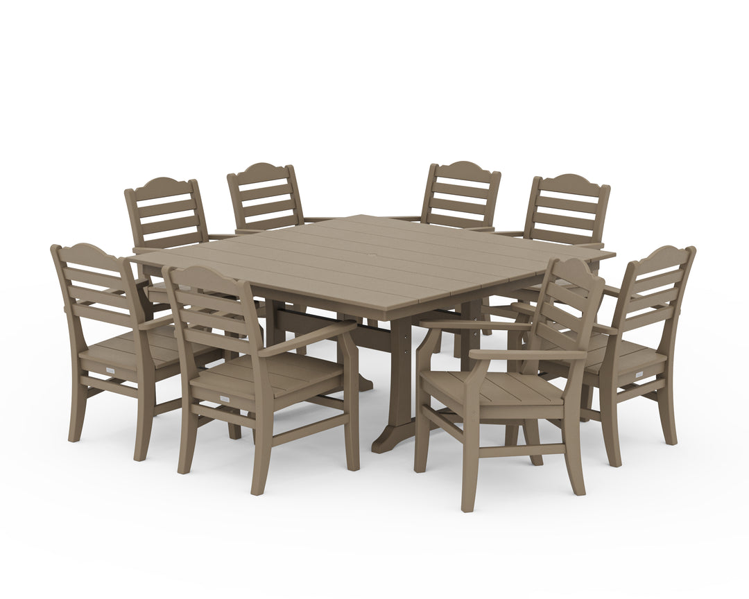 POLYWOOD® Savannah 9-Piece Square Farmhouse Dining Set with Trestle Legs
