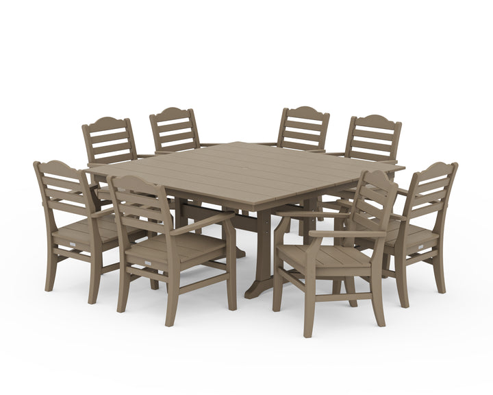 POLYWOOD® Savannah 9-Piece Square Farmhouse Dining Set with Trestle Legs