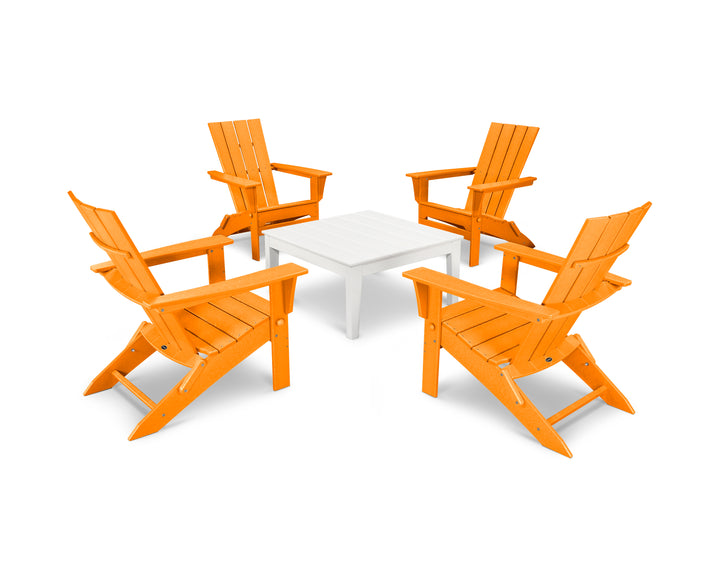 POLYWOOD® Quattro Folding Chair 5-Piece Conversation Set